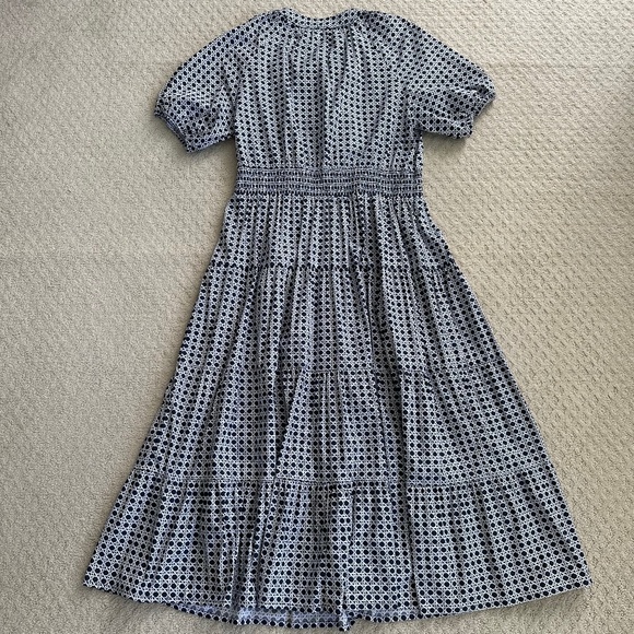 Chico's Poplin Basket Weave Maxi Dress Navy Blue/White Size 3 (US 16) Casual - Picture 11 of 15
